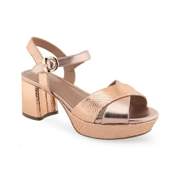 AEROSOLES Shoes Cosmos Metallic Rose Gold Sandals Poshmark
